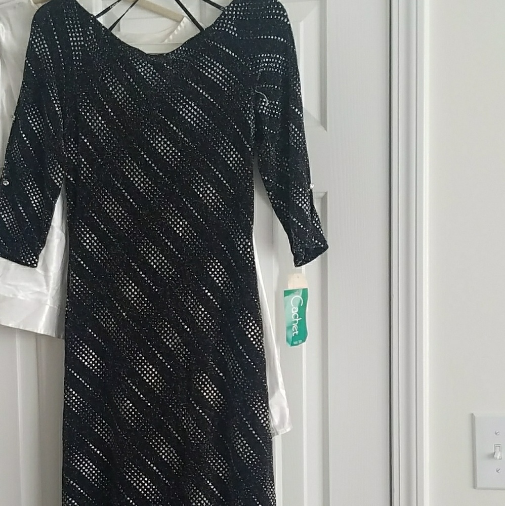 Cachet cold shoulder sequin gown